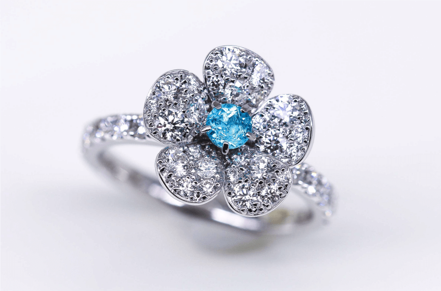 パライバトルマリンのお花リング